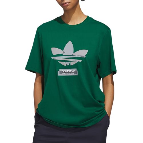 Camiseta Masculina Adidas Skateboarding Abstract Trefoil Tee Drkgrn VERDE-JY3947- -1-
